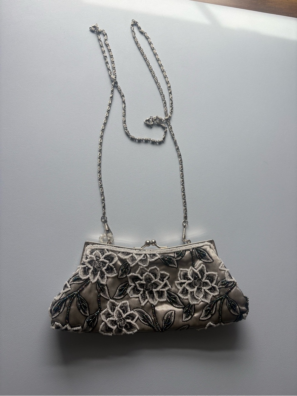Elegant Floral Custom Beaded Evening Clutch